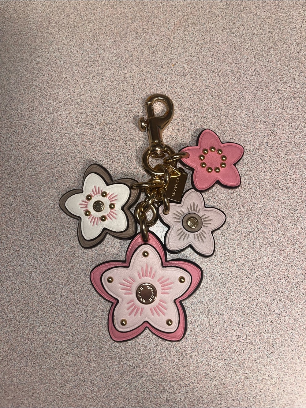 Coach Pink Wildflower Cluster Bag Charm